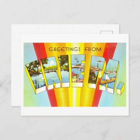 ペンシルバニア州エリーからのヴィンテージの挨拶 ポストカード (正面/裏面)