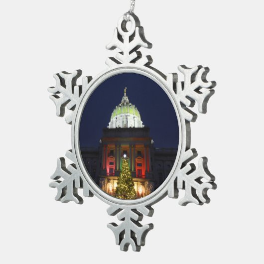 ペンシルバニア州キャピトルクリスマスツリーライト スノーフレークピューターオーナメント (右)