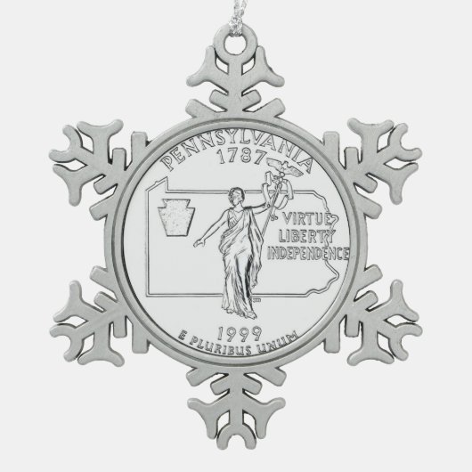 ペンシルバニア州クォーター スノーフレークピューターオーナメント (正面)