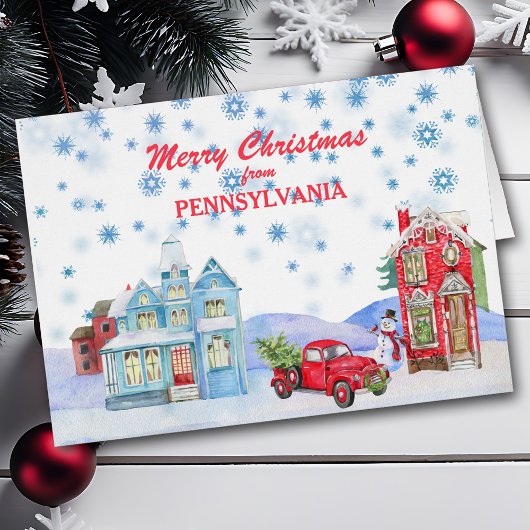 ペンシルバニア州クリスマスカードからスノーウィー村