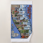 ペンシルバニア州グリーティングスレトロアカラフルート ビーチタオル (正面)