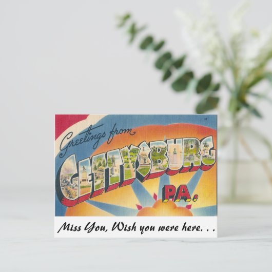 ペンシルバニア州ゲチスバーグからのご挨拶 ポストカード (スタンド正面)
