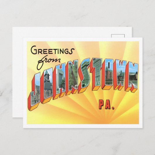 ペンシルバニア州ジョーンズタウンヴィンテージビッグレター ポストカード (正面/裏面)
