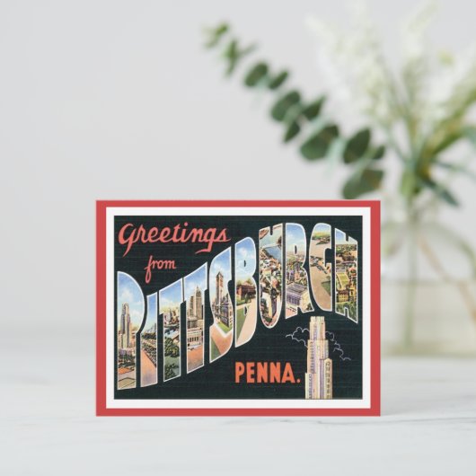 ペンシルバニア州ピッツバーグからの挨拶 ポストカード (スタンド正面)