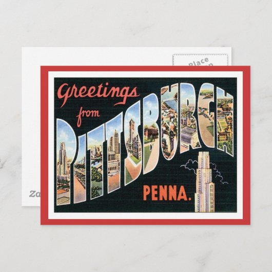 ペンシルバニア州ピッツバーグからの挨拶 ポストカード (正面/裏面)