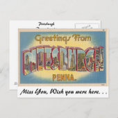 ペンシルバニア州ピッツバーグからの挨拶 ポストカード (正面/裏面)