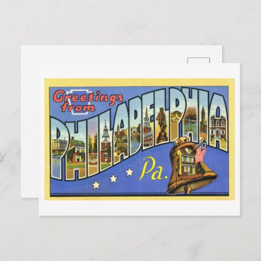 ペンシルバニア州フィラデルフィアからのヴィンテージの挨拶 ポストカード (正面/裏面)