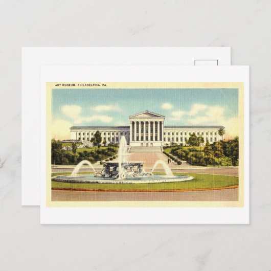 ペンシルバニア州フィラデルフィアにある美術館ヴィンテージ ポストカード (正面/裏面)