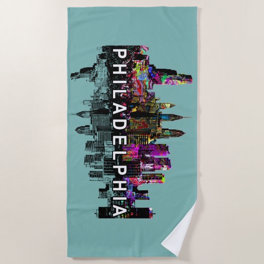 ペンシルバニア州フィラデルフィアのグラフィティ ビーチタオル (正面)