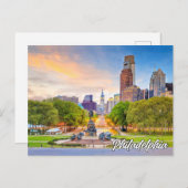 ペンシルバニア州フィラデルフィアの夕日 ポストカード (正面/裏面)