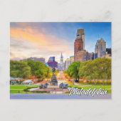 ペンシルバニア州フィラデルフィアの夕日 ポストカード (正面)