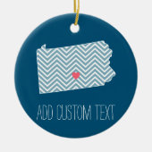 ペンシルバニア州マップカスタム(ハートと名前あり) セラミックオーナメント (正面)