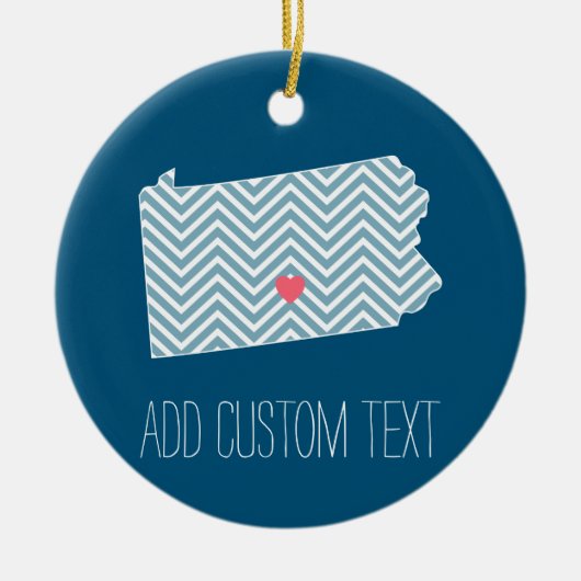 ペンシルバニア州マップカスタム(ハートと名前あり) セラミックオーナメント (正面)