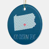 ペンシルバニア州マップカスタム(ハートと名前あり) セラミックオーナメント (左)