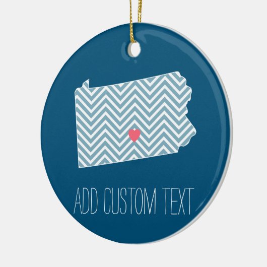 ペンシルバニア州マップカスタム(ハートと名前あり) セラミックオーナメント (左)