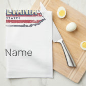 ペンシルバニア州マップ統一された州ヴィンテージUSA キッチンタオル (四つ折り)