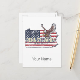ペンシルバニア州マップ統一された州ヴィンテージUSA シーズンポストカード