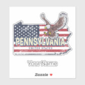ペンシルバニア州マップ統一された州ヴィンテージUSA シール (シート)
