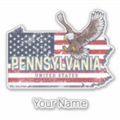ペンシルバニア州マップ統一された州ヴィンテージUSA シール (正面)