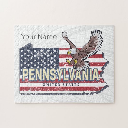 ペンシルバニア州マップ統一された州ヴィンテージUSA ジグソーパズル (横)