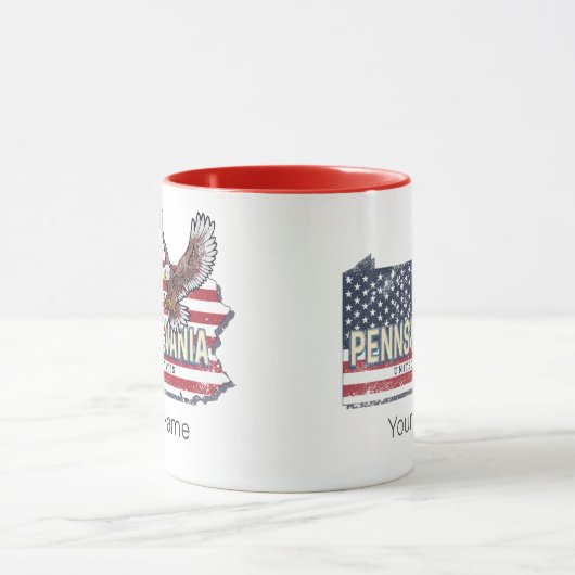 ペンシルバニア州マップ統一された州ヴィンテージUSA マグカップ (中央)