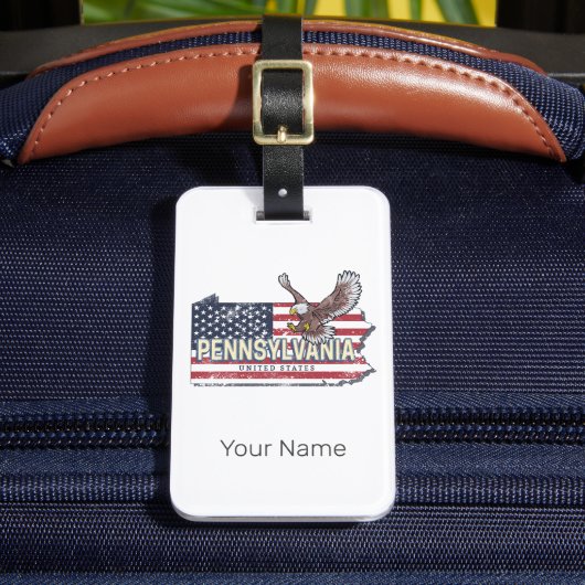 ペンシルバニア州マップ統一された州ヴィンテージUSA ラゲッジタグ (正面インサイチュ2)