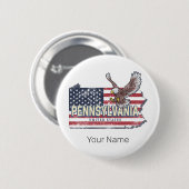 ペンシルバニア州マップ統一された州ヴィンテージUSA 缶バッジ (正面&裏面)