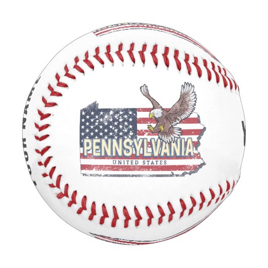 ペンシルバニア州マップ統一された州ヴィンテージUSA 野球ボール (正面左)
