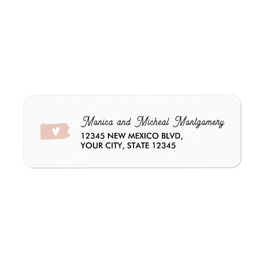 ペンシルバニア州マップ(ハート付き) - ANY COLOR ラベル (正面)