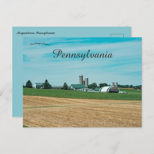 ペンシルバニア州モーガンタウンの農場 ポストカード (正面/裏面)