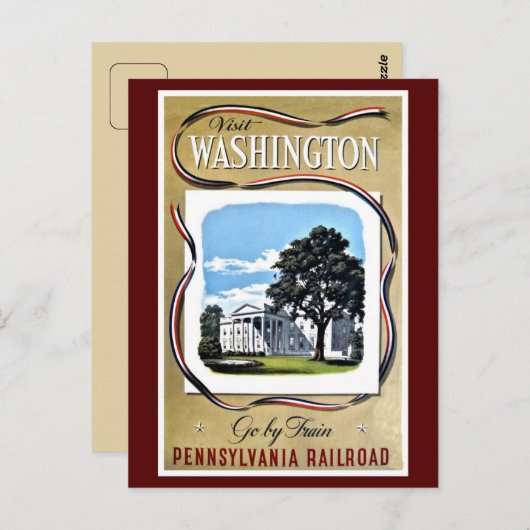 ペンシルバニア州ワシントンを列車で訪れる ポストカード (正面/裏面)
