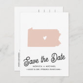 ペンシルバニア州宛先ウェディング任意の色 案内ポストカード (正面/裏面)