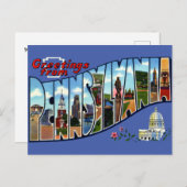 ペンシルバニア州旅行からのヴィンテージの挨拶 ポストカード (正面/裏面)