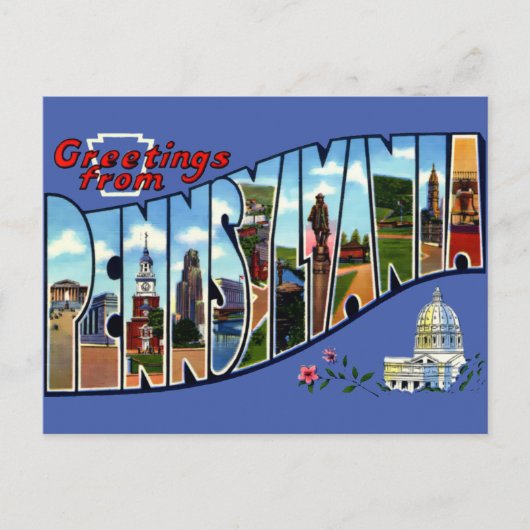 ペンシルバニア州旅行からのヴィンテージの挨拶 ポストカード (正面)