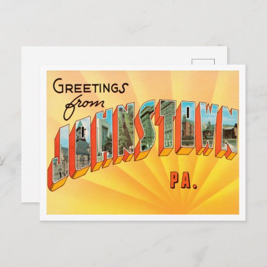 ペンシルバニア州旅行ジョーンズタウンからのご挨拶 ポストカード (正面/裏面)