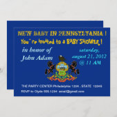 ペンシルバニア州旗を持つベビーシャワー招待状 招待状 (正面/裏面)