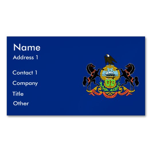 ペンシルバニア州旗を持つ名刺マグネット マグネット名刺 (正面)