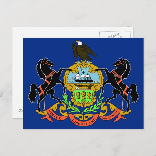 ペンシルバニア州旗を持つ州はがき – USA ポストカード (正面/裏面)