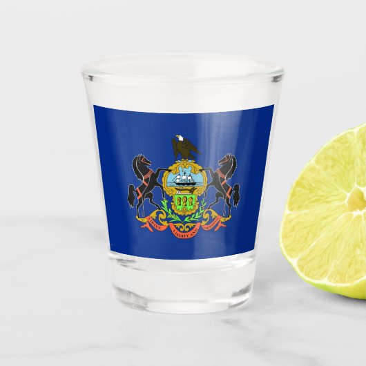 ペンシルバニア州旗を持つ愛国的なショットグラス ショットグラス (正面)