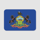 ペンシルバニア州旗を持つ愛国的な名前タグ 名札 (正面)