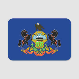 ペンシルバニア州旗を持つ愛国的な名前タグ 名札