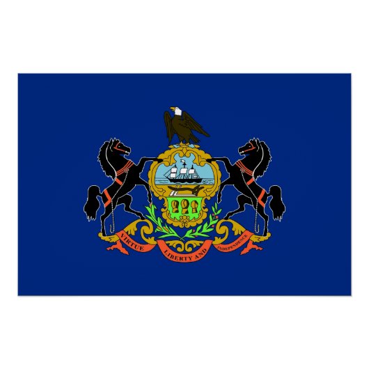 ペンシルバニア州旗を掲げる愛国的ポスター ポスター (正面)