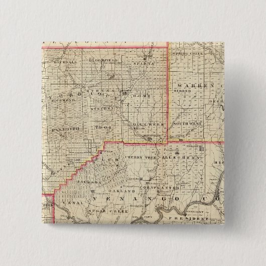 ペンシルバニア州油地域地図 缶バッジ (正面)