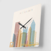 ペンシルバニア州,ピッツバーグ |スカイライン スクエア壁時計 (傾斜)
