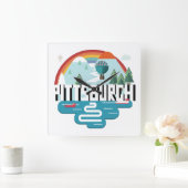 ペンシルバニア州,ピッツバーグ | Cityscapeデザイン スクエア壁時計 (ホーム)