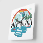 ペンシルバニア州,ピッツバーグ | Cityscapeデザイン スクエア壁時計 (傾斜)