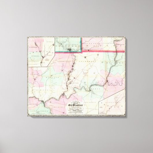 ペンシルバニア油地区の地図 キャンバスプリント (正面)