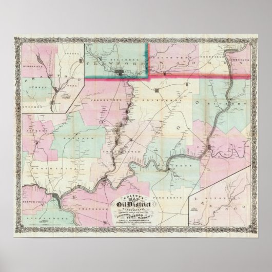 ペンシルバニア油地区の地図 ポスター (正面)