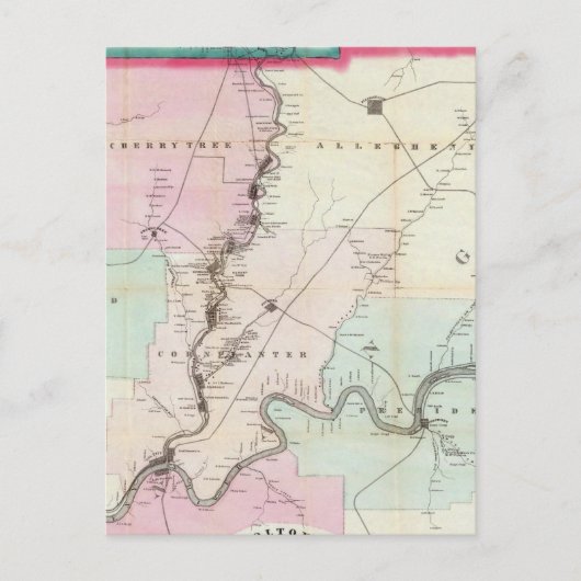 ペンシルバニア油地区の地図 ポストカード (正面)