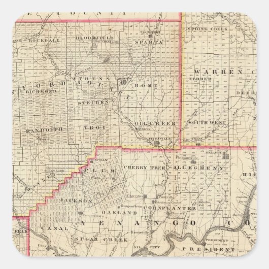 ペンシルバニア油地域地図 スクエアシール (正面)